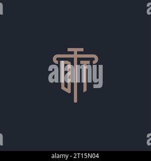 DT initial logo monogram with pillar icon design vector Stock Vector