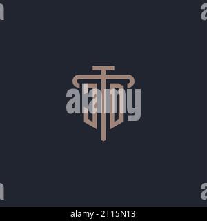 JD initial logo monogram with pillar icon design vector Stock Vector