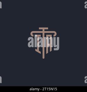 IR initial logo monogram with pillar icon design vector Stock Vector