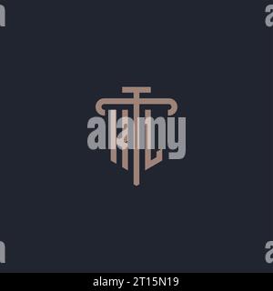 KL initial logo monogram with pillar icon design vector Stock Vector