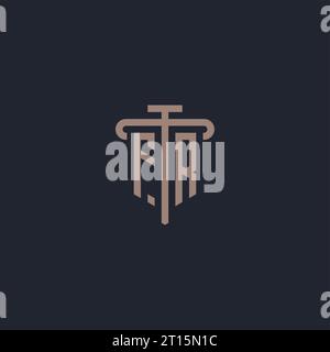 FR initial logo monogram with pillar icon design vector Stock Vector