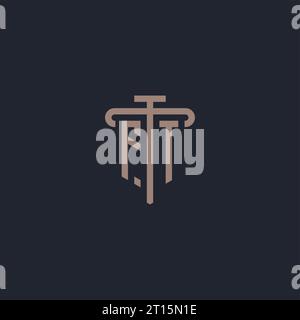 FT initial logo monogram with pillar icon design vector Stock Vector