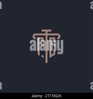 FE initial logo monogram with pillar icon design vector Stock Vector