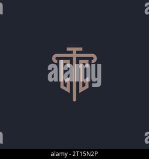 GG initial logo monogram with pillar icon design vector Stock Vector