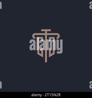 GJ initial logo monogram with pillar icon design vector Stock Vector