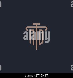 ND initial logo monogram with pillar icon design vector Stock Vector