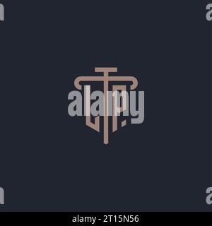 LP initial logo monogram with pillar icon design vector Stock Vector