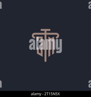 JM initial logo monogram with pillar icon design vector Stock Vector