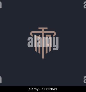 MR initial logo monogram with pillar icon design vector Stock Vector
