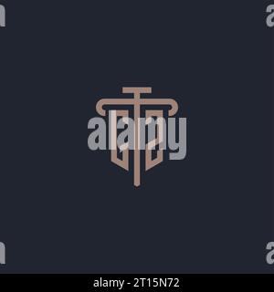 GZ initial logo monogram with pillar icon design vector Stock Vector