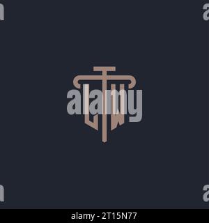 LW initial logo monogram with pillar icon design vector Stock Vector