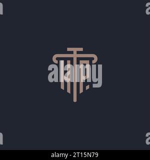 HP initial logo monogram with pillar icon design vector Stock Vector