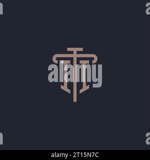 II initial logo monogram with pillar icon design vector Stock Vector