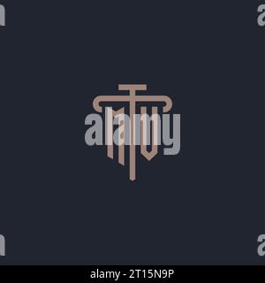 MV initial logo monogram with pillar icon design vector Stock Vector