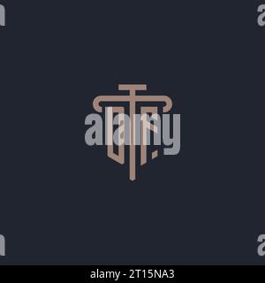 OF initial logo monogram with pillar icon design vector Stock Vector