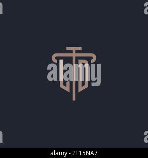 LD initial logo monogram with pillar icon design vector Stock Vector