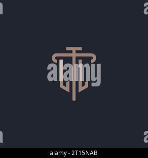 LL initial logo monogram with pillar icon design vector Stock Vector