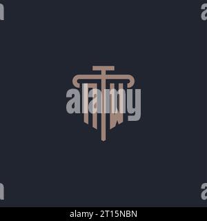 NW initial logo monogram with pillar icon design vector Stock Vector