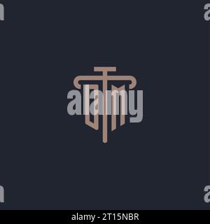 OM initial logo monogram with pillar icon design vector Stock Vector