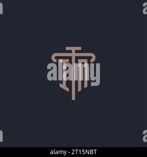 IN initial logo monogram with pillar icon design vector Stock Vector