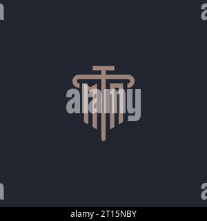MN initial logo monogram with pillar icon design vector Stock Vector
