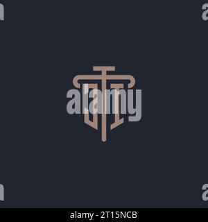 JI initial logo monogram with pillar icon design vector Stock Vector
