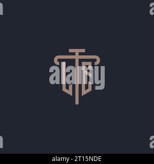 LE initial logo monogram with pillar icon design vector Stock Vector