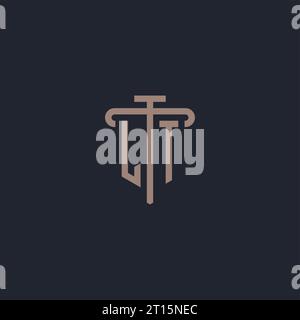 LT initial logo monogram with pillar icon design vector Stock Vector