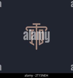 IQ initial logo monogram with pillar icon design vector Stock Vector