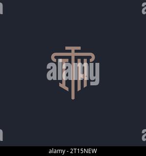 IK initial logo monogram with pillar icon design vector Stock Vector