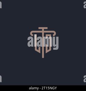 LJ initial logo monogram with pillar icon design vector Stock Vector