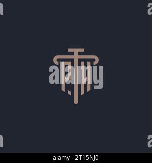 PH initial logo monogram with pillar icon design vector Stock Vector