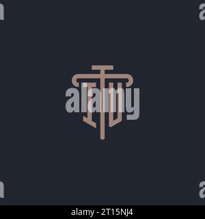 IU initial logo monogram with pillar icon design vector Stock Vector