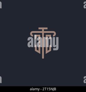 JC initial logo monogram with pillar icon design vector Stock Vector