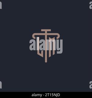 LM initial logo monogram with pillar icon design vector Stock Vector