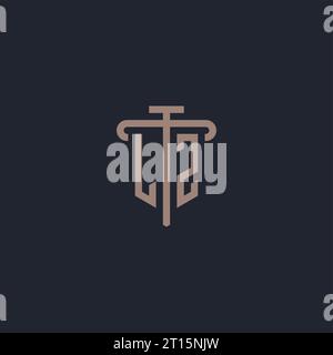 LZ initial logo monogram with pillar icon design vector Stock Vector