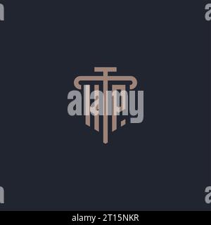 KP initial logo monogram with pillar icon design vector Stock Vector