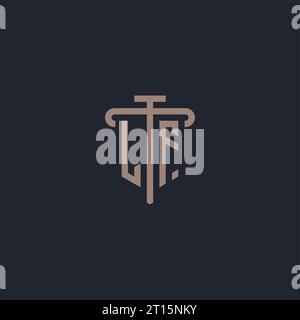 LF initial logo monogram with pillar icon design vector Stock Vector