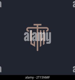 LH initial logo monogram with pillar icon design vector Stock Vector