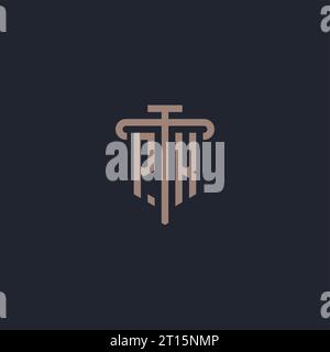 PK initial logo monogram with pillar icon design vector Stock Vector