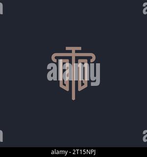 QQ initial logo monogram with pillar icon design vector Stock Vector