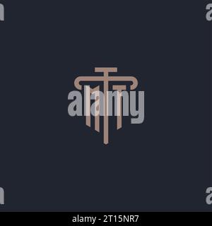 MT initial logo monogram with pillar icon design vector Stock Vector