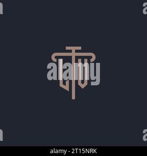 LV initial logo monogram with pillar icon design vector Stock Vector