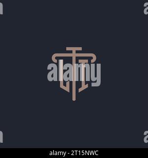 LI initial logo monogram with pillar icon design vector Stock Vector