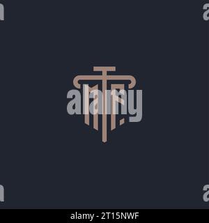MF initial logo monogram with pillar icon design vector Stock Vector