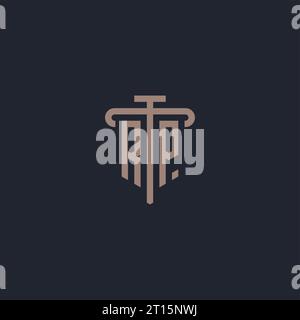 RP initial logo monogram with pillar icon design vector Stock Vector