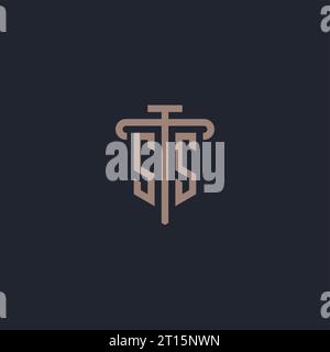 SS initial logo monogram with pillar icon design vector Stock Vector