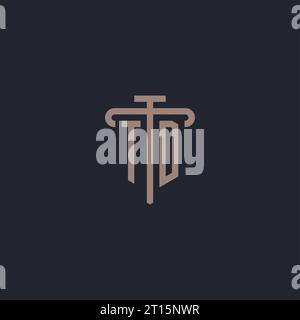 TD initial logo monogram with pillar icon design vector Stock Vector