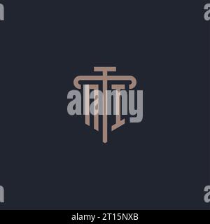 NI initial logo monogram with pillar icon design vector Stock Vector