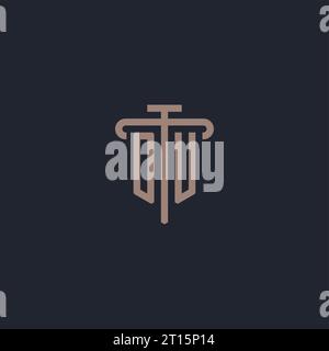 OU initial logo monogram with pillar icon design vector Stock Vector